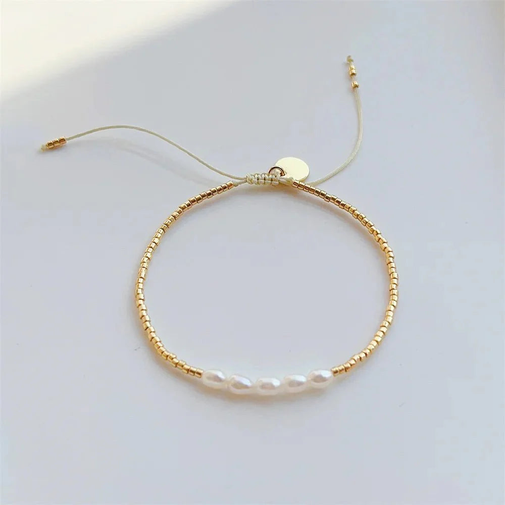 BowLift | Dainty Pearl Golden Beaded Bracelet