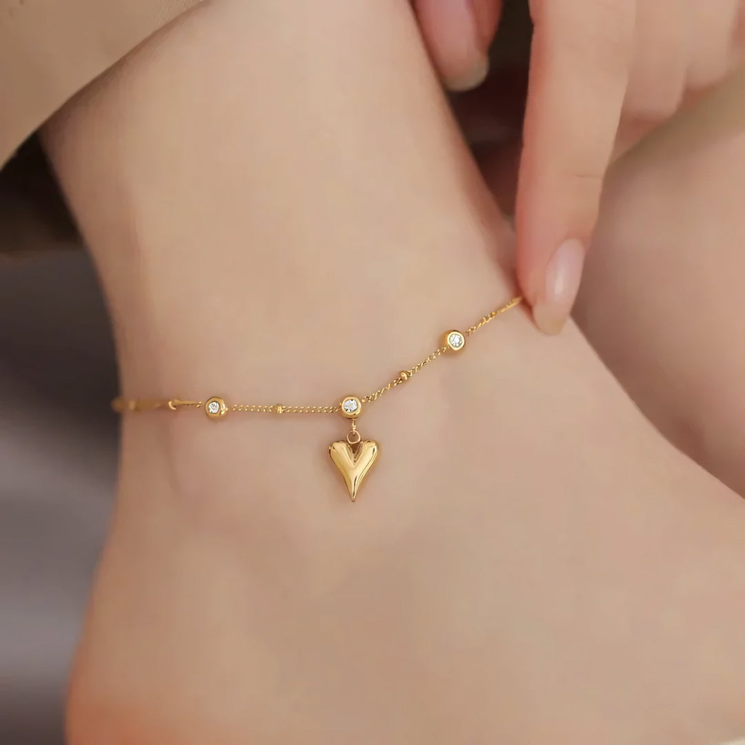 BowLift | Dainty Romantic Heart Diamond Anklet