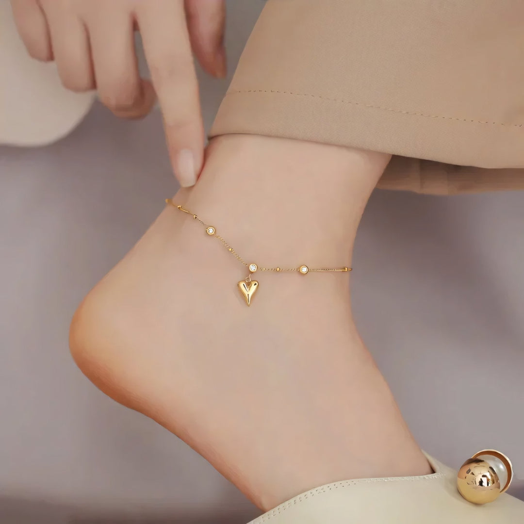 BowLift | Dainty Romantic Heart Diamond Anklet