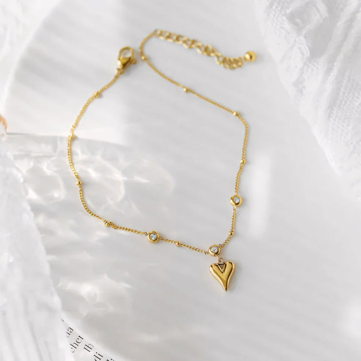 BowLift | Dainty Romantic Heart Diamond Anklet