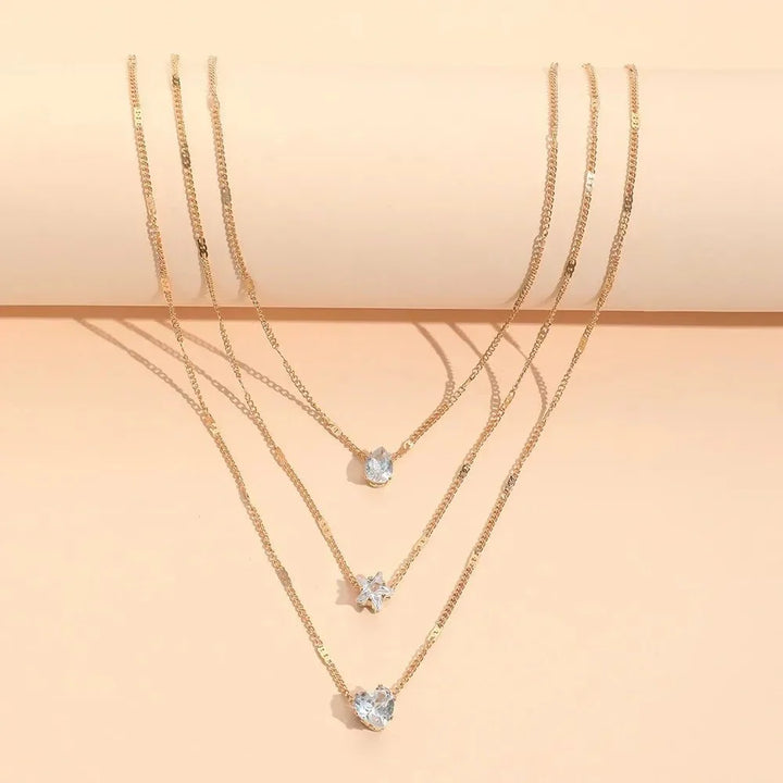 BowLift | Dainty Shaped Diamonds Necklace Stack