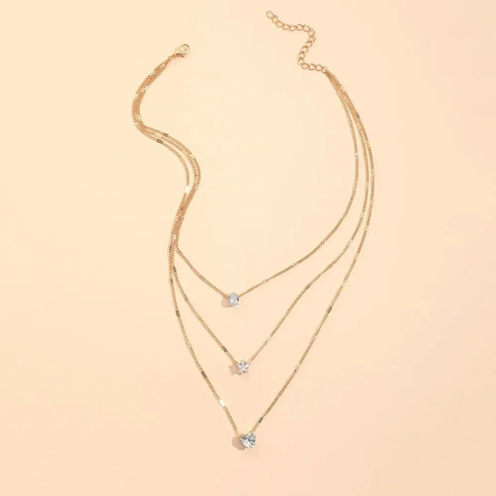 BowLift | Dainty Shaped Diamonds Necklace Stack