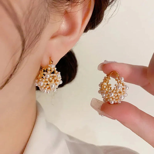 BowLift | Dainty Statement Pearl Hoop Earrings