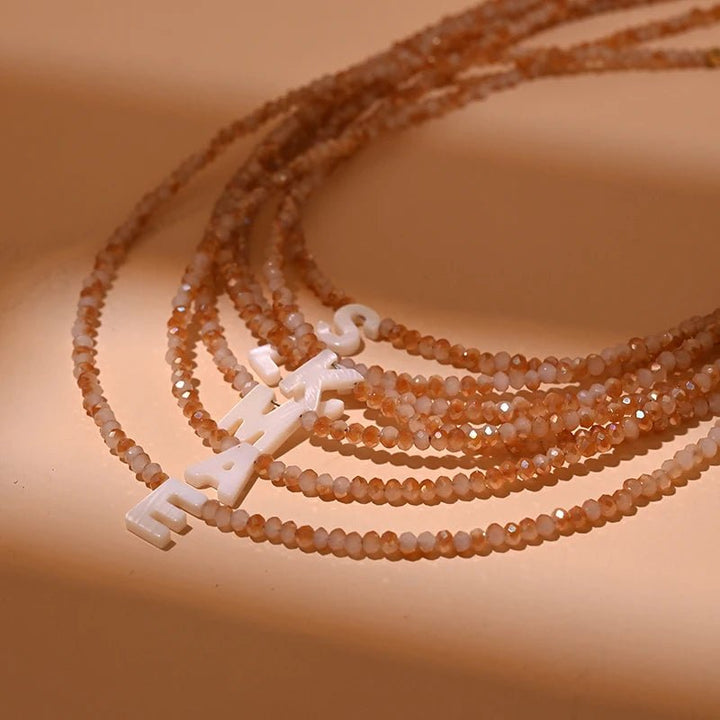 BowLift | Dainty Stone Beaded Initial Necklace