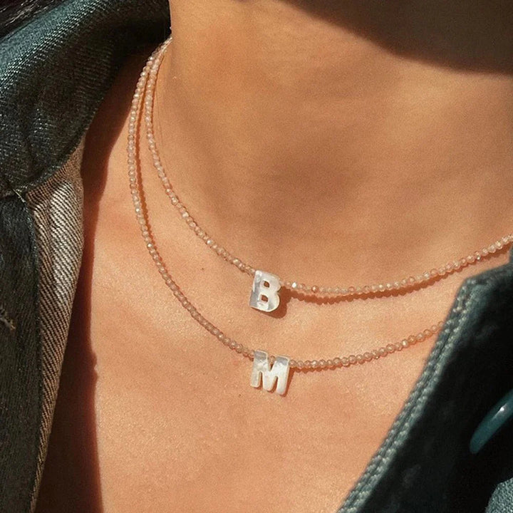 BowLift | Dainty Stone Beaded Initial Necklace