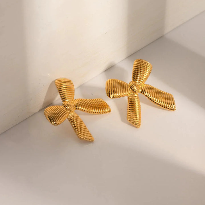 BowLift | Dainty Striped Bow Elegant Ring and Earrings