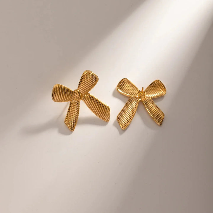 BowLift | Dainty Striped Bow Elegant Ring and Earrings