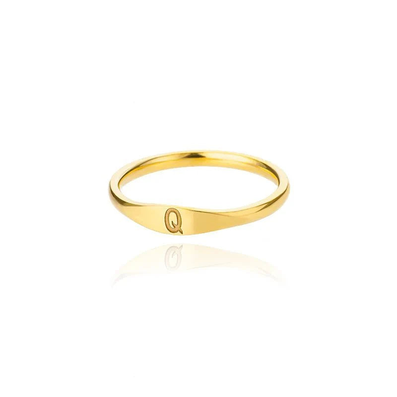 BowLift | Dainty Thin Letter Initial Ring