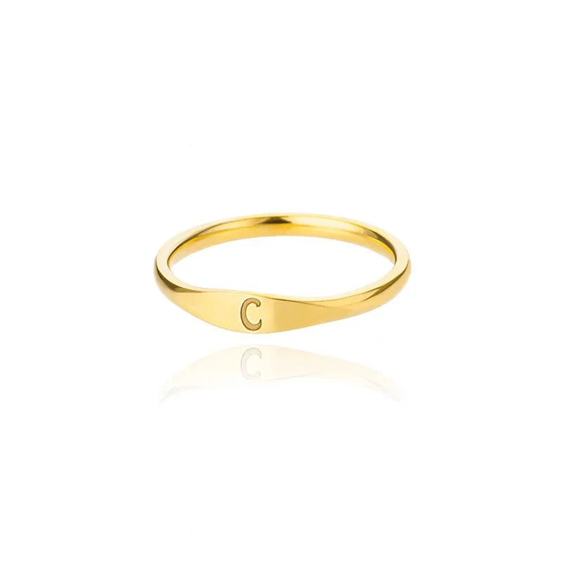 BowLift | Dainty Thin Letter Initial Ring