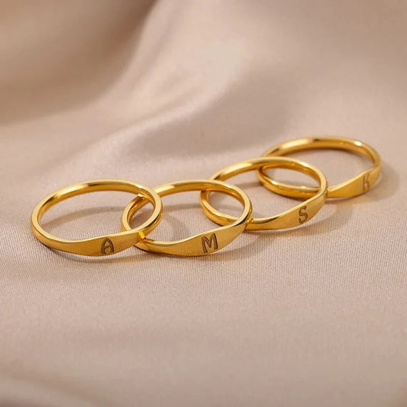 BowLift | Dainty Thin Letter Initial Ring