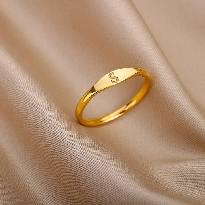 BowLift | Dainty Thin Letter Initial Ring