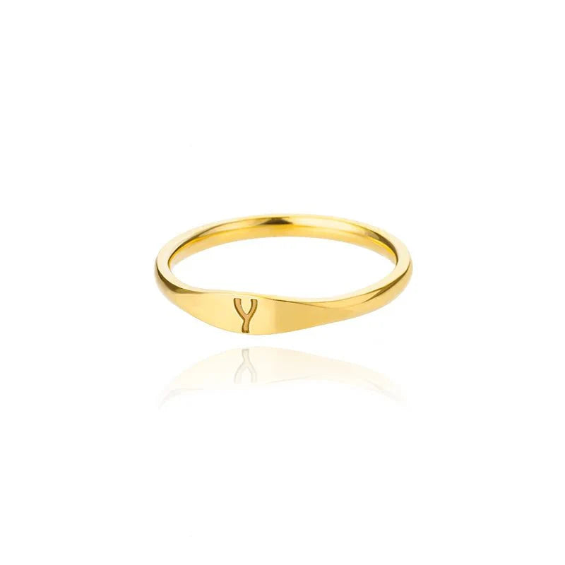 BowLift | Dainty Thin Letter Initial Ring