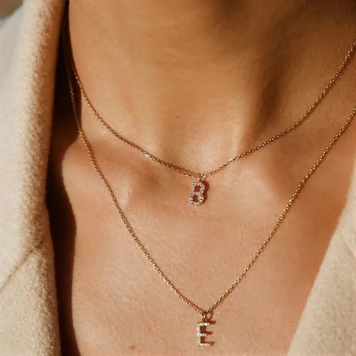 BowLift | Dainty Zircon Letter Initial, Number, Symbol Chain Necklace