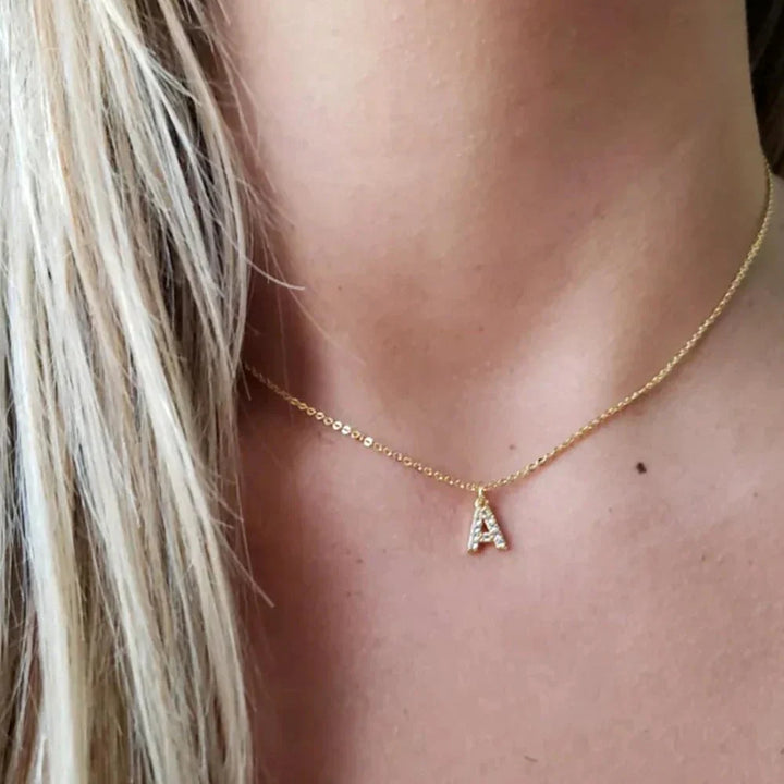 BowLift | Dainty Zircon Letter Initial, Number, Symbol Chain Necklace