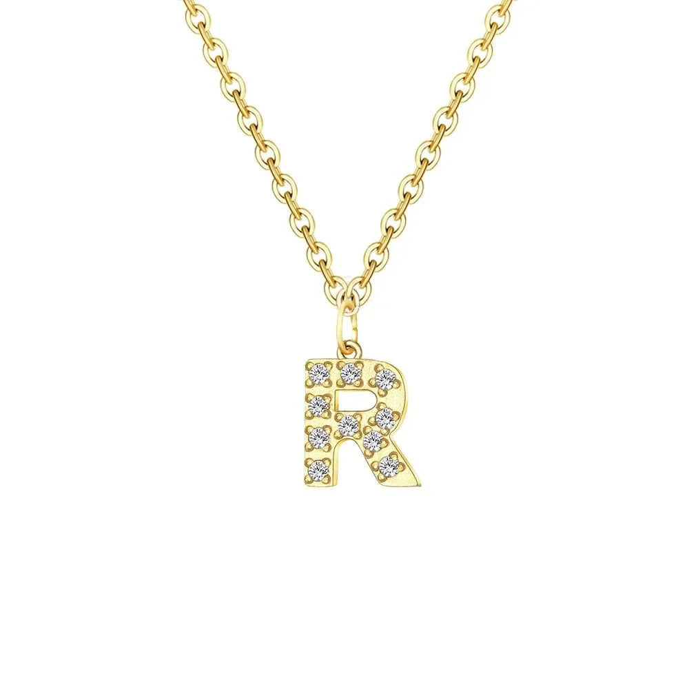 BowLift | Dainty Zircon Letter Initial, Number, Symbol Chain Necklace