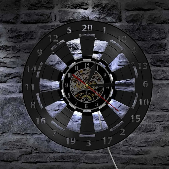 DartGlow Vintage Dartboard Wall Clock Bowlift