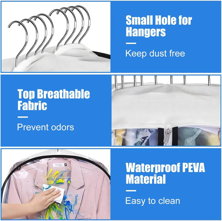 BowLift | Transparent Garment Covers with Inserts – 3-Pack Storage Covers with Side Zipper (Buy 1, Get 1 FREE)