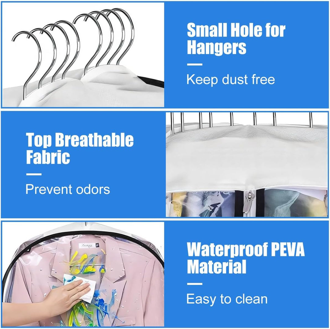 BowLift | Transparent Garment Covers with Inserts – 3-Pack Storage Covers with Side Zipper (Buy 1, Get 1 FREE)