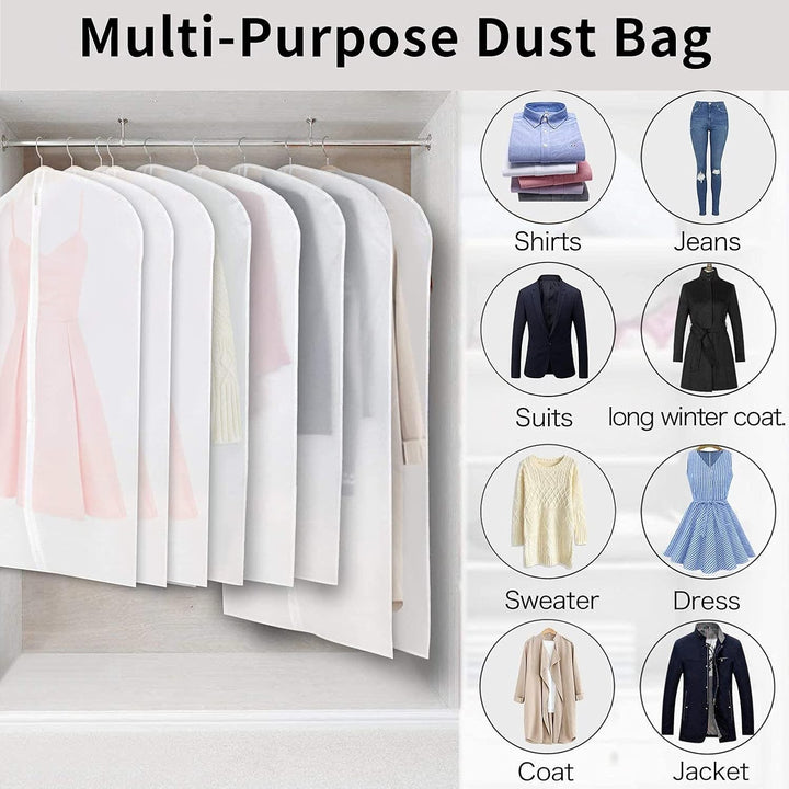 BowLift | Clear PEVA Garment Storage Bags – 12 Pack Dustproof Clothes Protectors – 1+1 FREE
