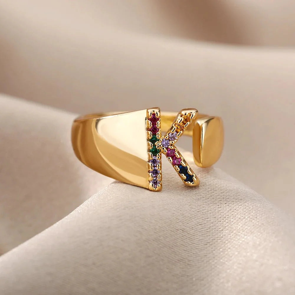BowLift | Dazzling Rainbow Custom Letter Initial Rings