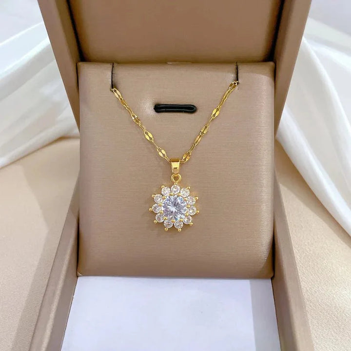 BowLift | Dazzling Sunflower Floral Necklace and Earrings