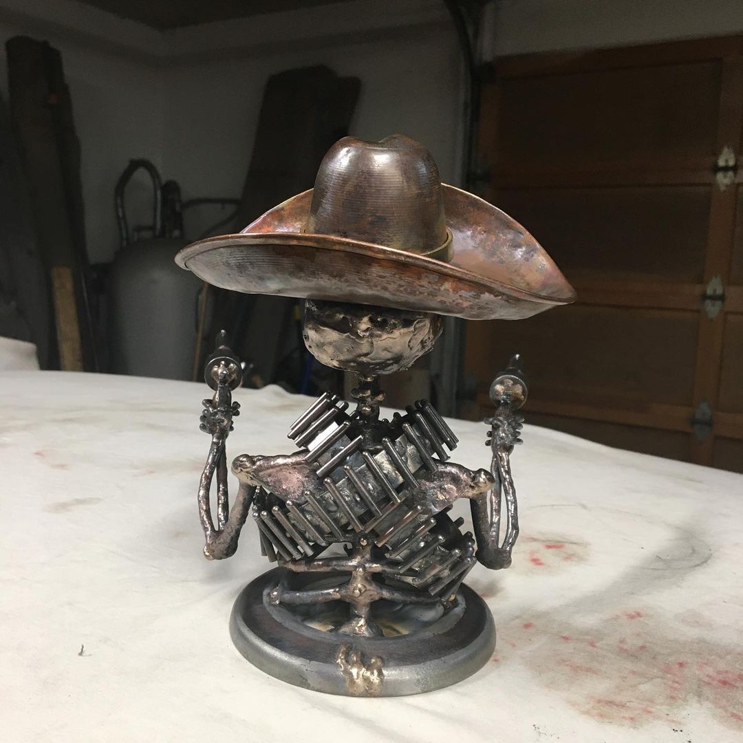 BowLift | Handmade Cast Cowboy Skull Gunslinger Hood Ornament Sculpture