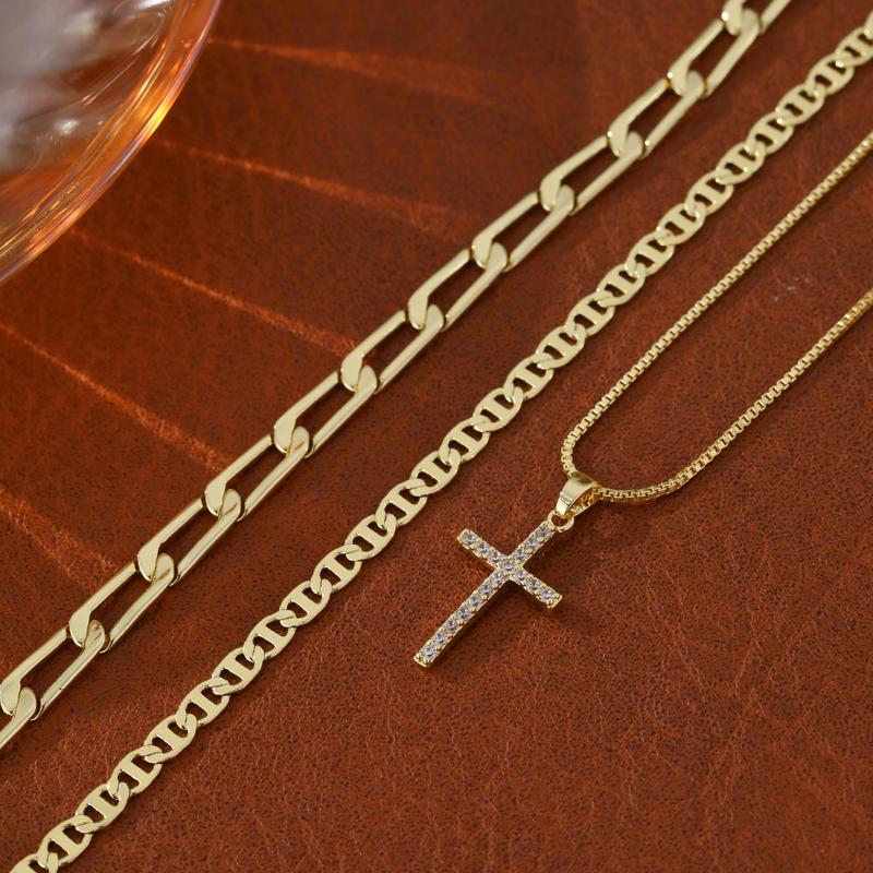 BowLift | 3pc 14k Layered Cross Necklace Stack