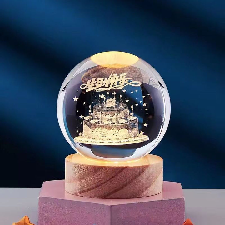 CrystalLight - 3D Crystal Night Lamp with LED Lighting | Ambient Lighting for Bedroom or Living Room | Bowlift