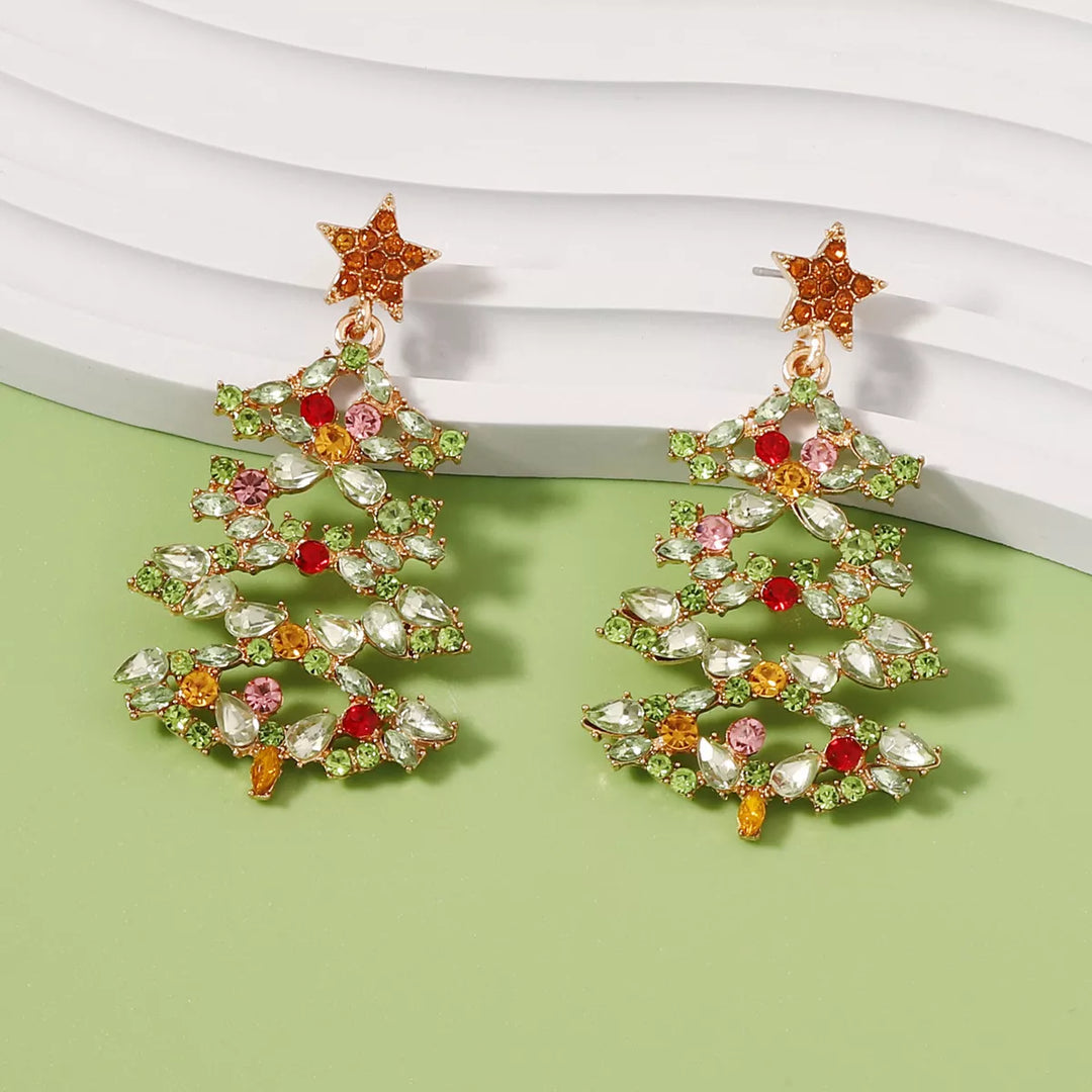 BowLift | Christmas Tree Earrings with Rhinestones