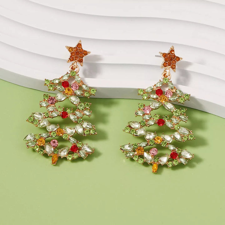 BowLift | Christmas Tree Earrings with Rhinestones