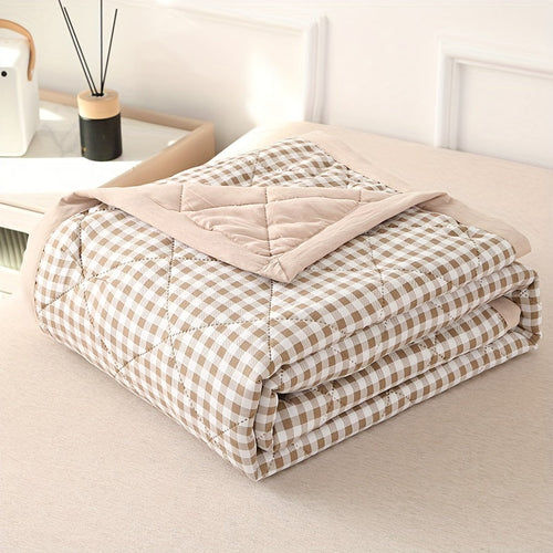 Elegant Preppy Plaid Summer Blanket for Cool Nights | Bowlift