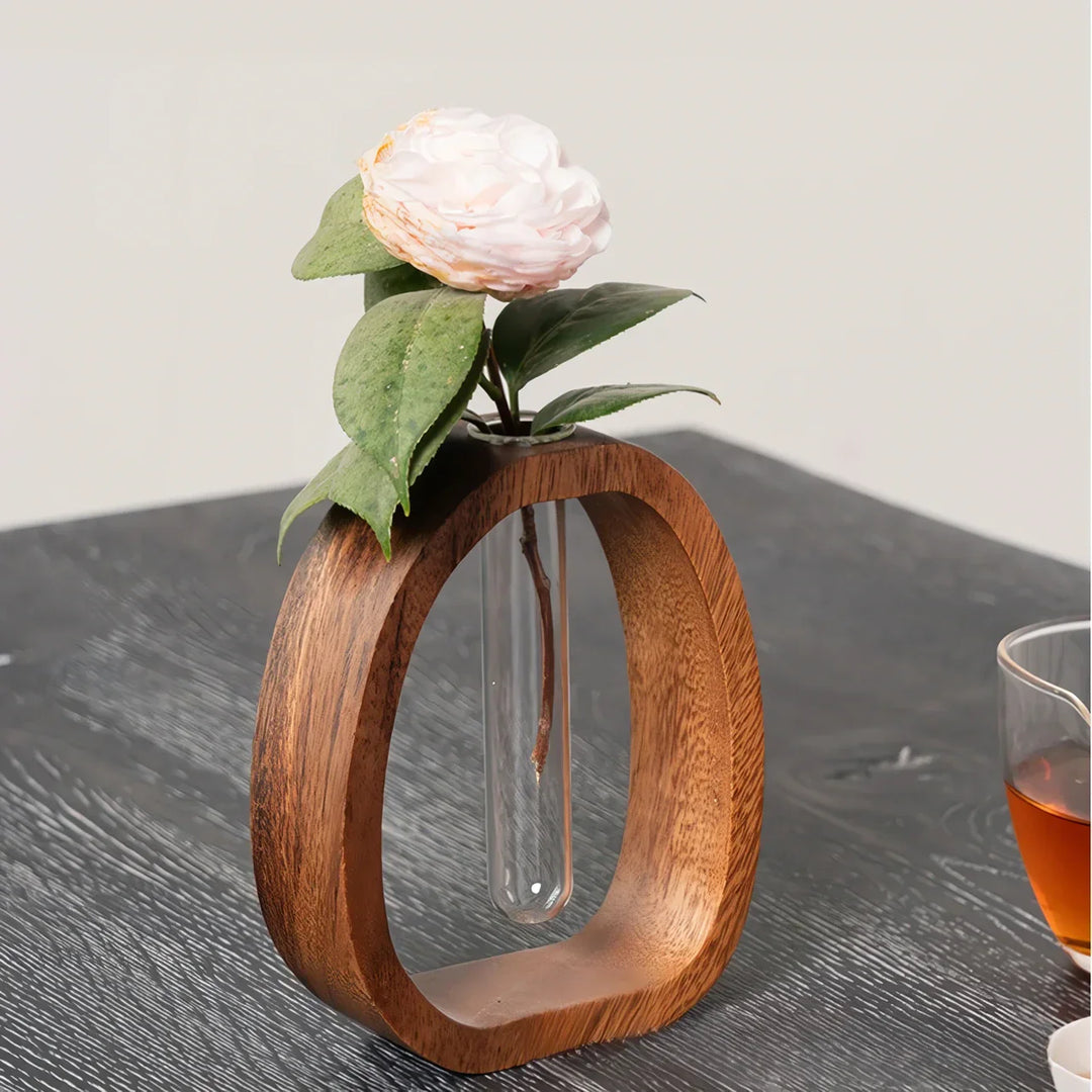 BowLift | Walnut Solid Wood Flower Vase - Modern Creative Plant Stand