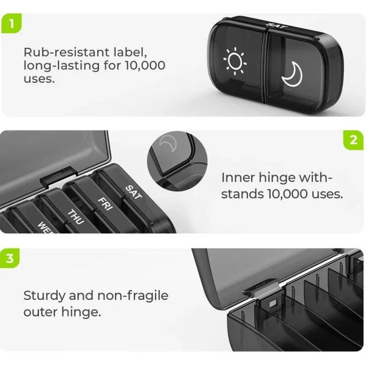 BowLift | AM PM Weekly Pill Organizer – Travel-Friendly, Large Capacity & BPA-Free