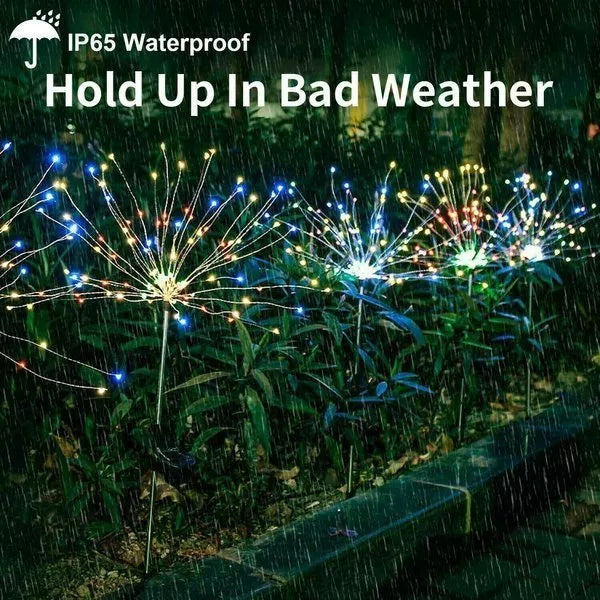 4 Pieces Solar Firework Garden Lights - Weatherproof LED Decorative Lighting, Solar Power for Garden and Patio | Bowlift