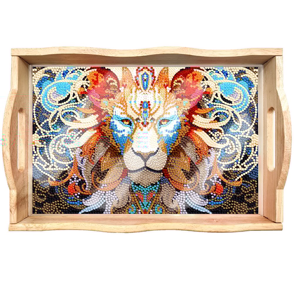 BowLift | DIY Diamond Painting Wooden Tray Food Tray with Handle Living Room Decoration Mandala Wooden Tray Kit