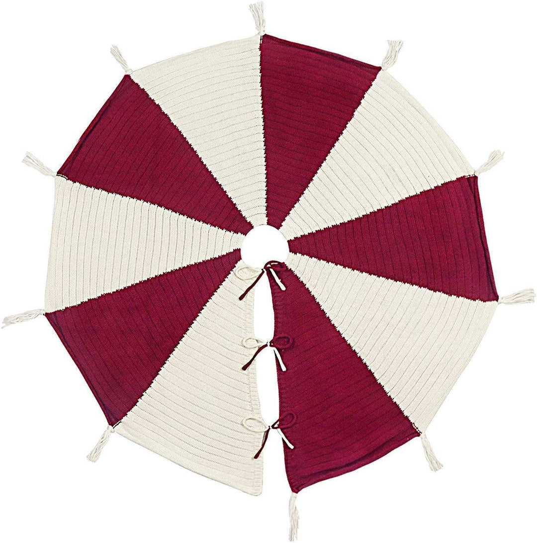 BowLift | Christmas Tree Bottom Decoration Red And White Tassel Knitted Christmas-tree Skirt