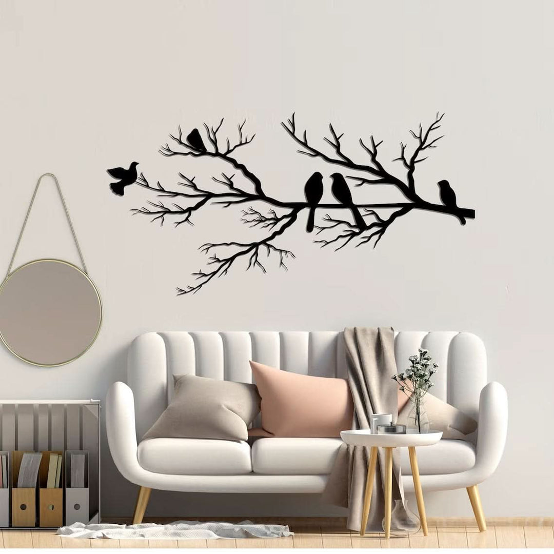 BowLift | Metal Birds on Branch Wall Art Black