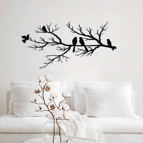 BowLift | Metal Birds on Branch Wall Art Black