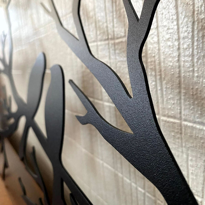 BowLift | Metal Birds on Branch Wall Art Black