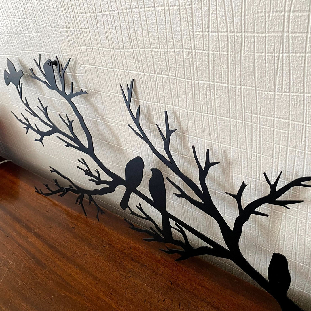 BowLift | Metal Birds on Branch Wall Art Black