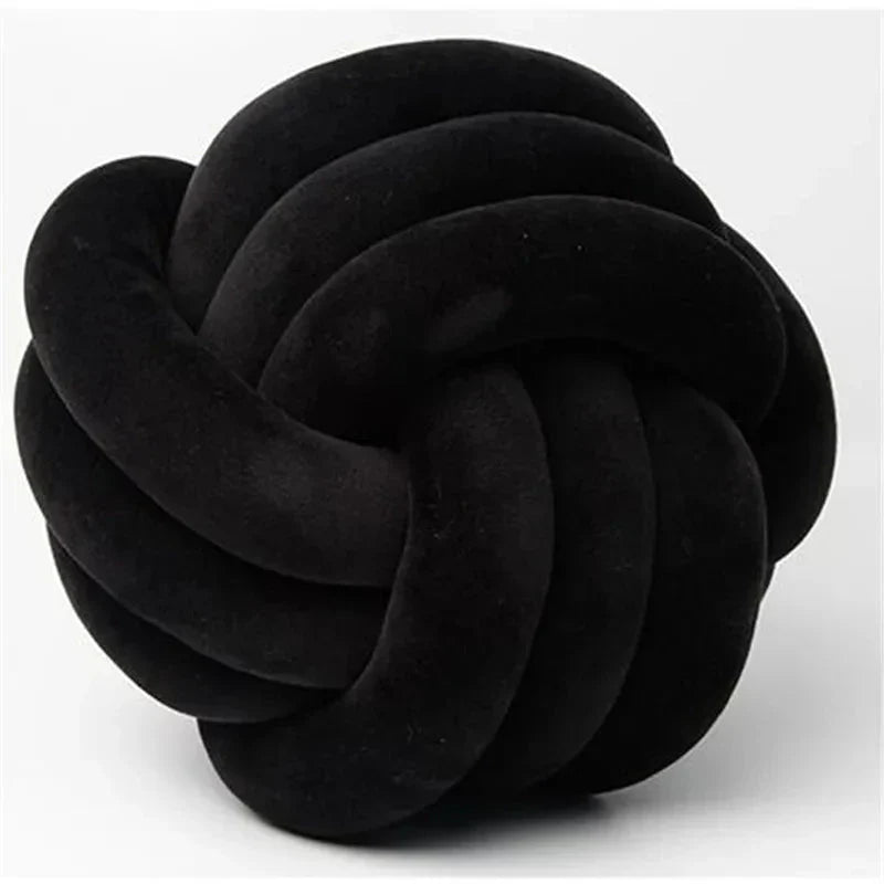 BowLift | Decorative, soft cushion with knotted ball in suede look