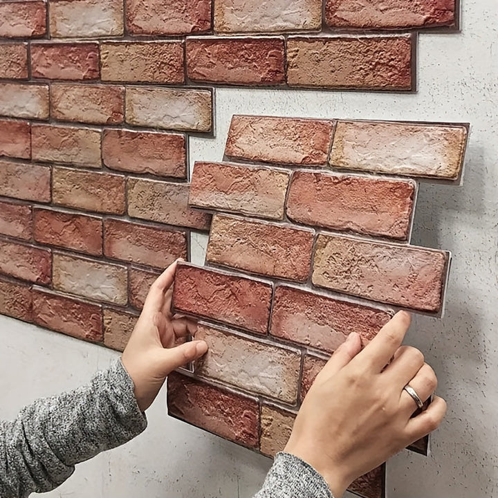 Self-adhesive 3D wall panels with brick and wood texture | Bowlift