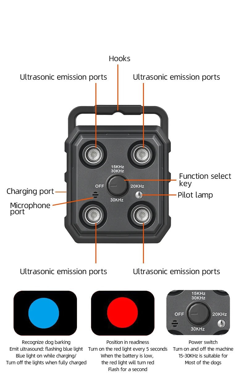 Ultrasonic Anti Bark Training Device Bowlift