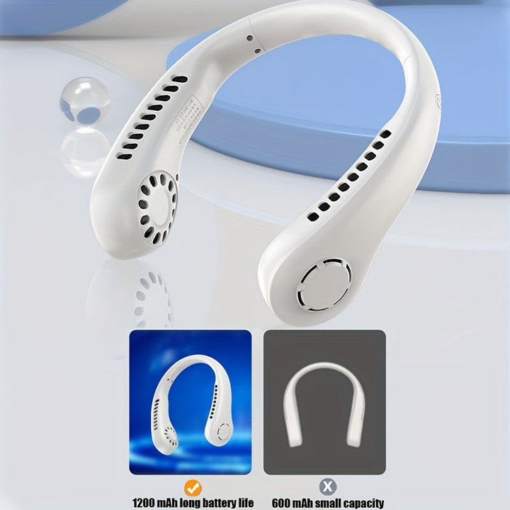1Pc New Mini Neck Fan Portable Bladeless Hanging Neck Rechargeable Air Cooler 3 Speed Mini Summer Sports Fans | Bowlift
