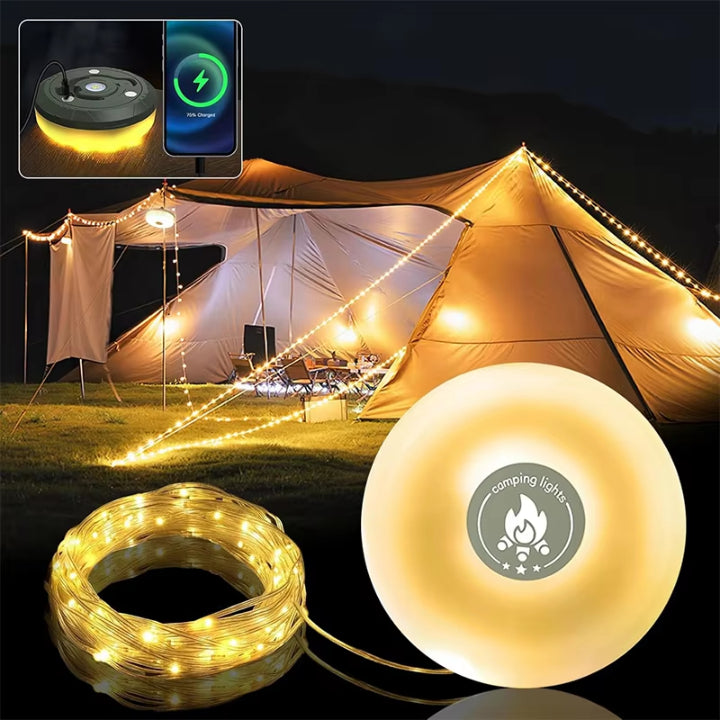 Camping lamp with 10m RGB light chain — Your magical light source for unforgettable outdoor experiences | Bowlift