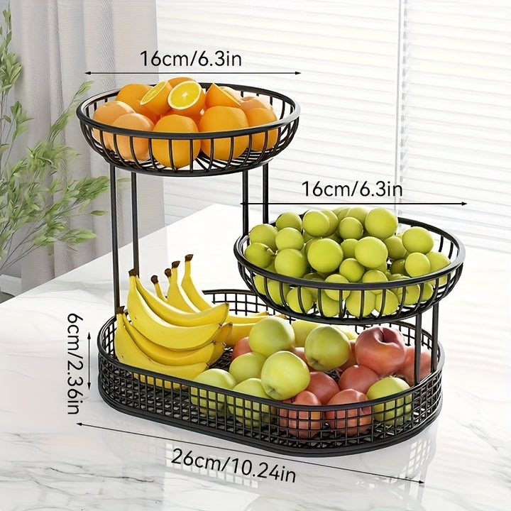 BowLift | Elegant Multi-Tier Metal Fruit Basket - Golden Wire Oval Design | Perfect for Snacks, Cakes & Desserts | Ideal for Easter, Thanksgiving, Christmas Outdoor Celebrations, Outdoor Dining Accessory|Multitier Design|Sturdy Structure, Fruit Decor
