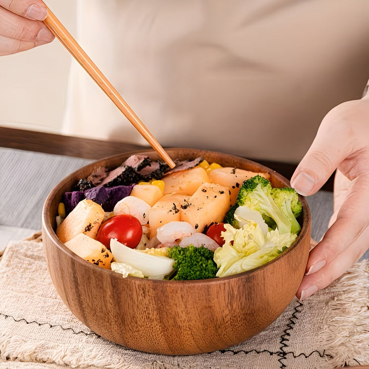 Wood Serving Bowls Set (4-piece) – ReusaBowlifte and Handcrafted | Perfect for Salad, Soup, Rice & Ramen | Bowlift
