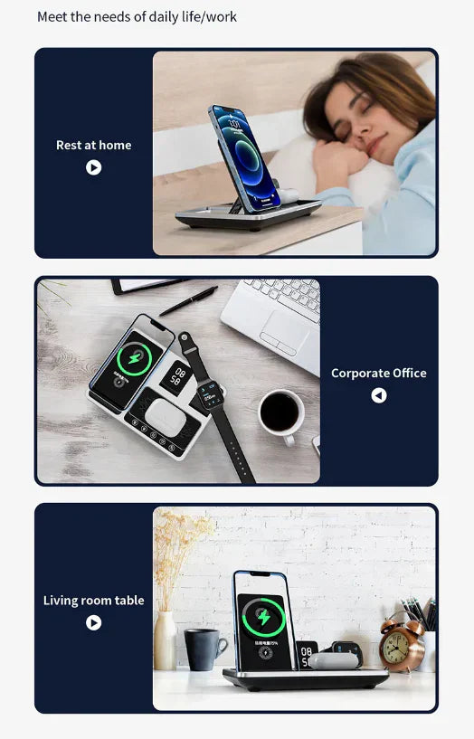 BowLift | EasyCharge - 4-in-1 Wireless Charging Station for iPhone, Apple Watch and AirPods - Fast and Efficient Charger
