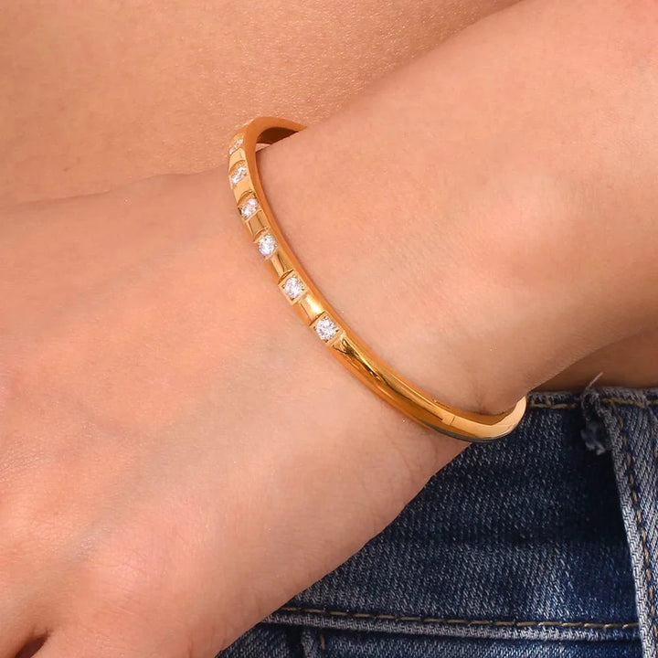 BowLift | Diamond Accented Gold Cuff Bracelet