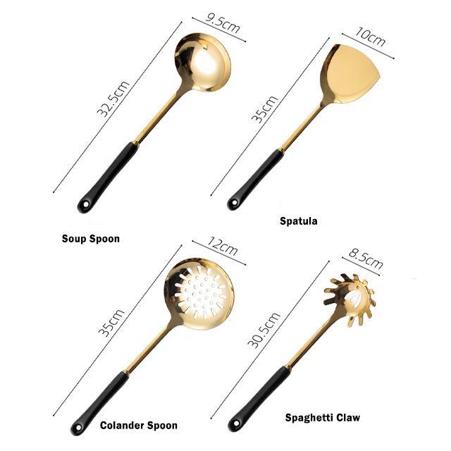 BowLift | Golden Kitchen Utensils with Stand